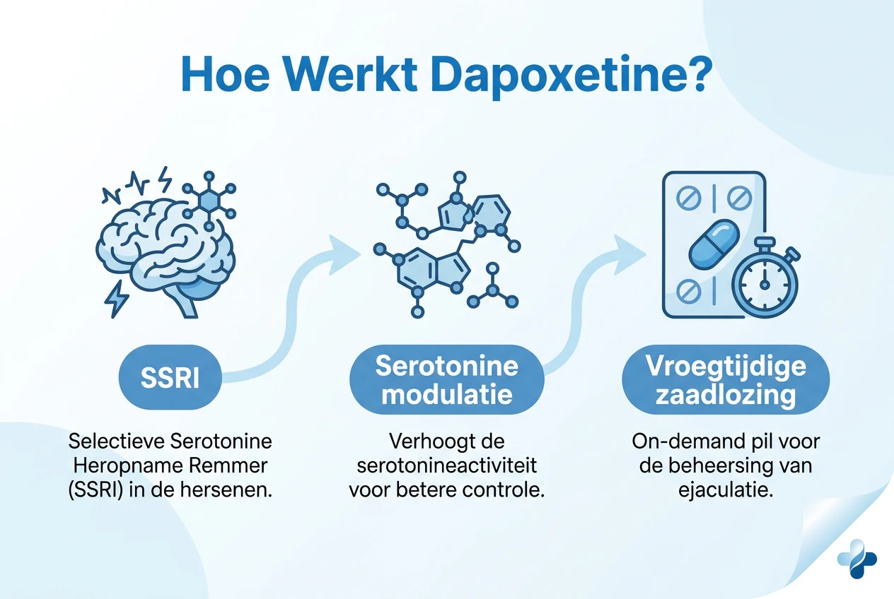 Infographic: Hoe werkt Dapoxetine - SSRI tegen vroegtijdige zaadlozing